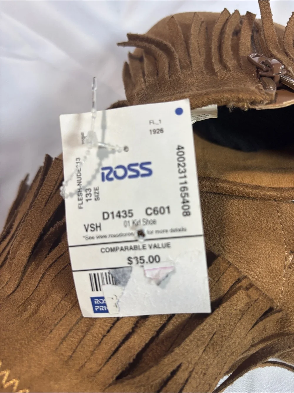 Kids Suede Fringe Ankle Boots - Brown